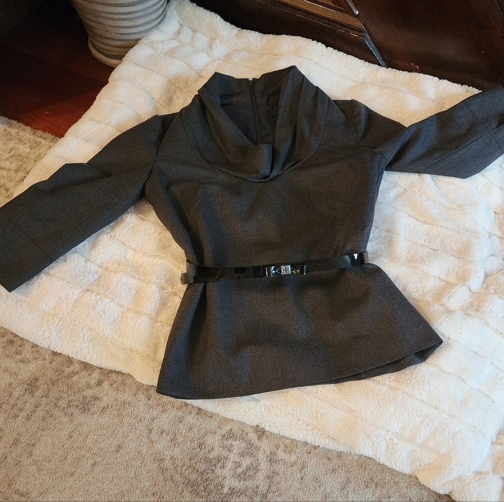 J Crew Wool Blend Charcoal Gray Cowl Neck Top/ Blouse Size 0